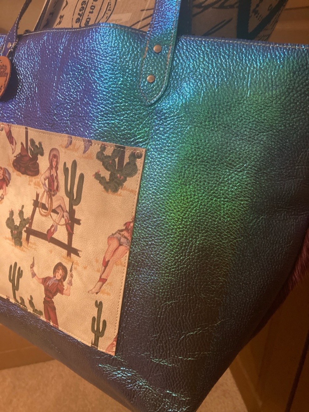 Crimson Willow Hair on Hide/Unicorn Leather 🌵 Mega Haul-It-All Tote Bundle EUC - Picture 6 of 14